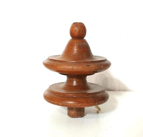 Turned wood post finial topper 2.28 in - Antique french architectural salvage Cover