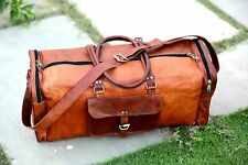 30" Men Brown Waxed  Luggage Tote Leather Vintage Genuine Travel  Duffle Gym Bag