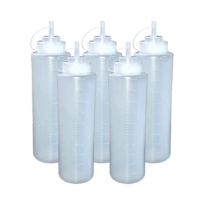 5 Stck. 32oz 1000ml Kunststoff Klar Squeeze Sauce Flasche Mayo Spender Flaschen UK - Bild 1 von 5