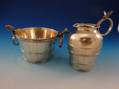 Arte de plata esterlina de Gorham Sugar & Creamer con estética de mariposas 3D (#2891) Foto 1 de 4