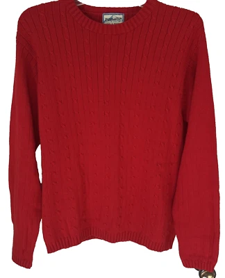 Suéter Pendleton Talla L Nuevo sin Etiquetas Rojo Tejido con Cable 100% Algodón Cuello Redondo Foto 1 de 4
