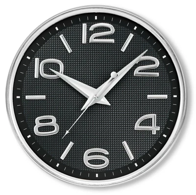 Moderne Funkwanduhr elegantes Design Silber Schwarz Rund Analog - ATLANTA 4533 - Bild 1 von 2