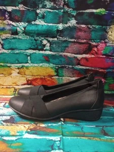 Women's Revere Seoul Slip On Ballet Wedge Pump- Onyx Black, US 6 W - Picture 1 of 12