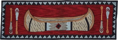 Rustic Wilderness Canoe Handcrafted Hooked Rug Runner 24" x 72" By Park Designs - Image 1 of 4