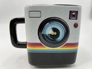Fairly Odd Novelties Camera rainbow colors on black Ceramic Coffee Mug  - Picture 1 of 9