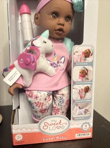 My Sweet Love 14″ African-American Baby Doll 4pc Toy Set With Unicorn & Bottle - Picture 1 of 1