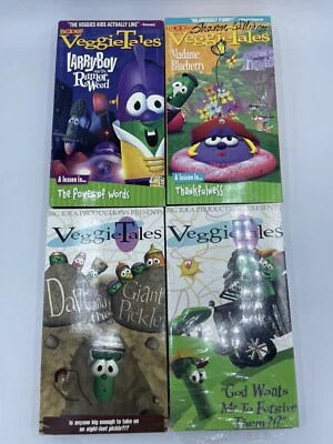 Veggie Tales VHS Lot Larry Boy Dave & the Giant Pickle Madame Blueberry Forgive - Image 1 of 4
