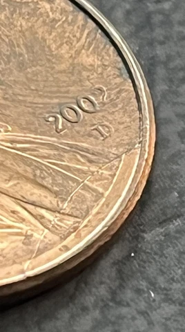 2002 D Lincoln Cent Error Large Retained Pre Cud Cover