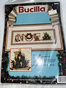 VTG Bucilla 1991 Świąteczny NOEL 20" X 8" Zestaw zdjęć haftu krzyżykowego 82600 NOWY NIP - Zdjęcie 1 z 2