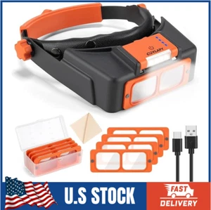 Headband Magnifier with Light Jeweler Magnifying Glass Loupe Visor Optivisor - Picture 1 of 8