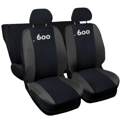 COPRISEDILI COMPATIBILI CON 600 SEICENTO FODERE AUTO BICOLORE NERO/GRIGIO SCURO - Imagen 1 de 4