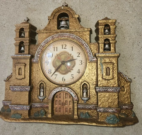 Vintage Home Interiors 1999 Spanish Mission Church Wall Clock 14.5” x 12.75” Cover