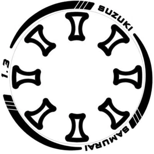 SUZUKI SAMURAI RIMS DECALS AROS ARGOLLAS STICKERS CALCOMANIAS NEGRAS LAMINADAS - Bild 1 von 2