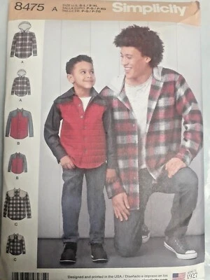 Shirt Jacket Hooded Simplicity Sewing Pattern 8475 Mens S-XL Boys S-L UC FF New - Image 1 of 4