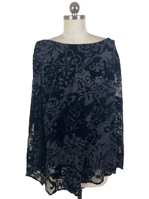 Blusa Dressbarn Y2K Terciopelo Aplastado Para Mujer 22 Negra Floral Cachicho Hada Boho Foto 1 de 4