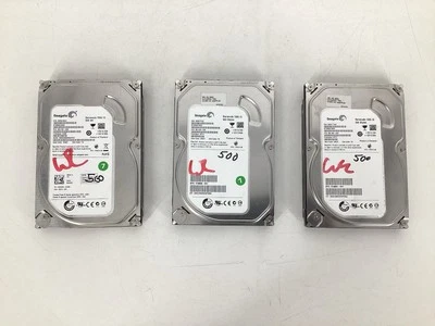 3 LOT Seagate 500GB Barracuda 7200RPM 3.5 SATA Hard Drive ST3500418AS - Image 1 of 4