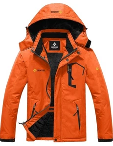 Men's Mountain Waterproof Ski Snow Jacket Winter Windproof Rain Jacket (Orang... - Picture 1 of 6