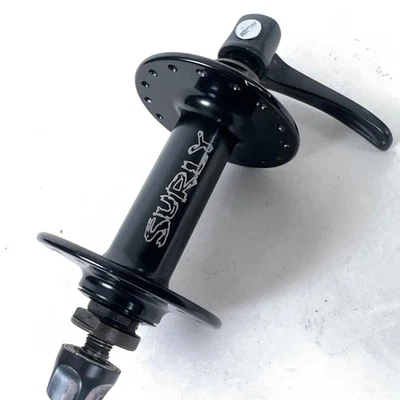 Surly Nuevo Buje Delantero para Frenos de Llanta 100mm ANTIGUO en Negro con Pincho Deore XT QR 32s Foto 1 de 4