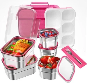 Stainless Steel Lunch Box Bento for Kids Adults Leakproof BPA-Free Metal Lunch - Picture 1 of 6