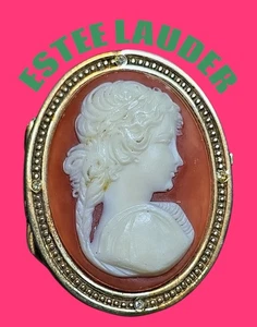 1986-92 Estee Lauder Cameo Solid Perfume Collectors Compact Emptied Of Contents - Picture 1 of 11