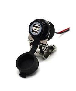 Motorrad USB Ladegerät Wasserdicht Dual USB Port 4,6A 23W Aluminium, Schwerlast... - Bild 1 von 8