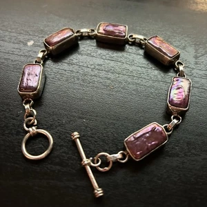 Sterling Silver And Pink Pearlescent Shell Bracelet - Picture 1 of 4