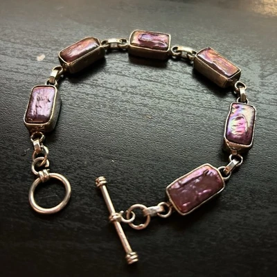 Sterling Silver And Pink Pearlescent Shell Bracelet - Image 1 of 4
