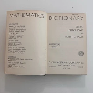 Mathematics Dictionary by Glen and Robert James 1959 Multilingual Vintage Book - Picture 1 of 11