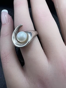 Vintage moderne Sterling Silber Zuchtperlen Größe 5,5 - Bild 1 von 10