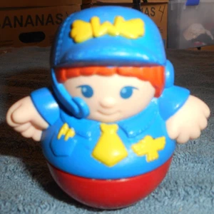 Playskool Weeble Wobble Roly Poly Pilot Figure Giocattolo 1987 2 3/4" Alto Gioco Finto - Foto 1 di 7
