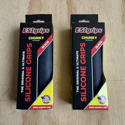 2 Pairs ESI Chunky MTB Grips Black Silicone Bicycle Shock Absorbing 32mm / 130mm - Image 1 of 3