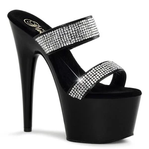 Wyprzedaż ADORE-702-2 Pleaser Wysokie obcasy Klapki na platformie czarne ze strasem rozm. 39 - Zdjęcie 1 z 1