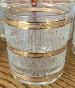 Eiszapfen 2er Set altmodische Steine Saftgläser Durchbruch Gold Vintage 70er Jahre - Bild 1 von 4