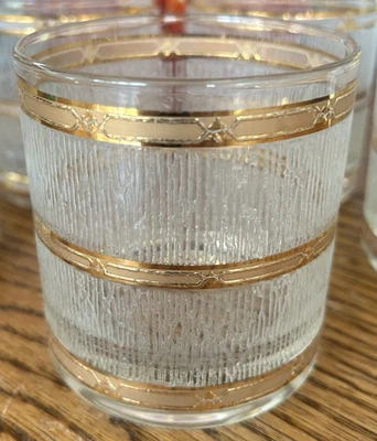 ICLE Juego de 2 Vasos de Jugo Rocks Antiguos Culver Dorado De Colección Años 70 Foto 1 de 4