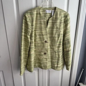 Alfred Dunner Green Tweed Two Button Blazer Women’s Size 14 Preppy - Picture 1 of 5
