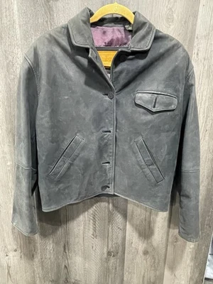 Timberland Weathergear Leather Jacket Mens L Gray Cowhide Vintage 90s Blouson - Image 1 of 4