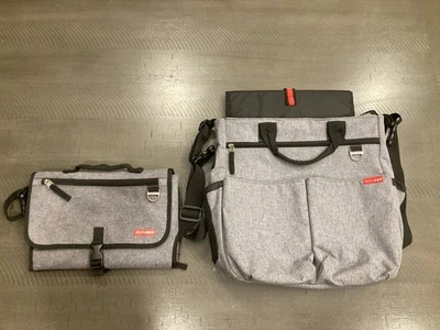 Skip Hop Heather Heather Gray Diaper Bag and Changing Station Set Used - Image 1 of 3