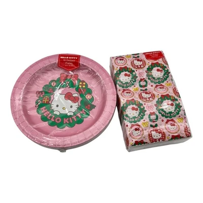 Juego de platos de postre y toallas para invitados de Navidad de Hello Kitty fiesta navideña Foto 1 de 4