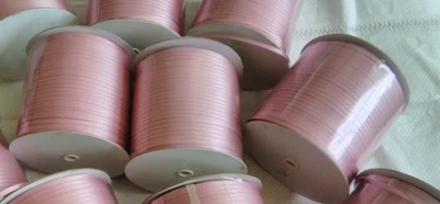 JOB LOT 3 ROLLS of 3mm dusky pink satin ribbon 500YDS PER ROLL C380 - Image 1 of 3