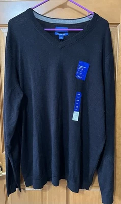 APT.9 Men's Black XXL, Seriously Soft Merino V Neck Sweater, MSRP $56, NWT - Image 1 of 3