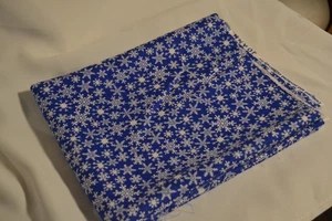 Dark Blue Background with White Snowflakes Holiday Fabric Approx 2 yds - Picture 1 of 2