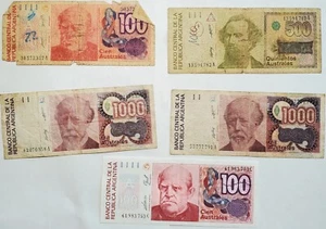 Lot 5 Welt Papiergeld Argentinien gemischte Stückelungen  - Bild 1 von 4