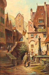 Der Ewige Hochzeiter Kopie Nach Spitzweg Ölgemälde Signiert F. Behr Ca. 1940 - Bild 1 von 10