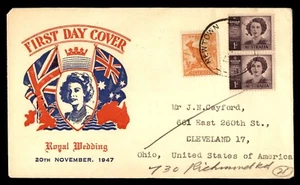 MayfairStamps Australia FDC 1947 Pair Royal Wedding First Day Cover aar_88795 - Picture 1 of 2