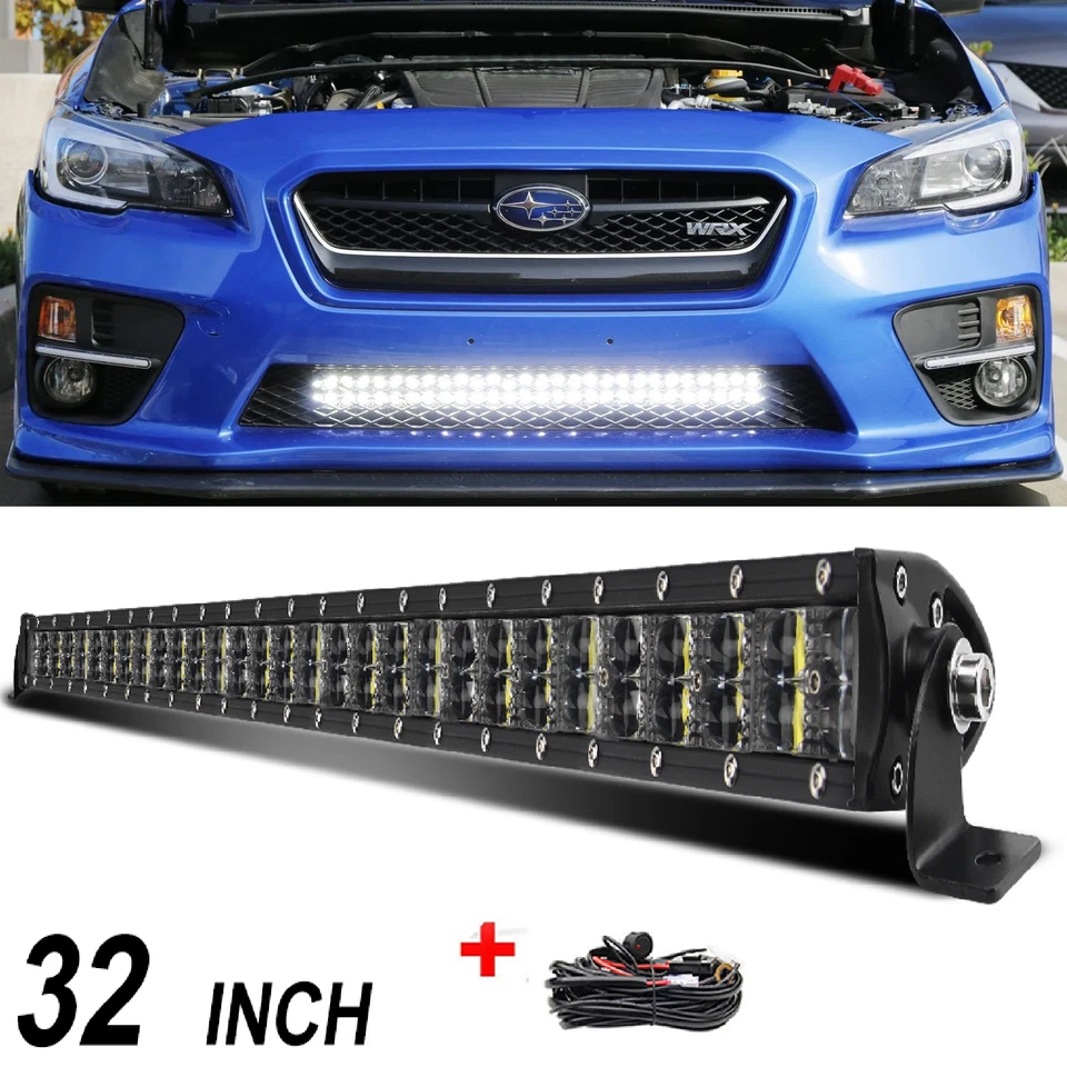 Fit 2015-2019 Subaru WRX STI Hidden Bumper 32'' 800W LED Light Bar Spot Flood - Image 1 of 4