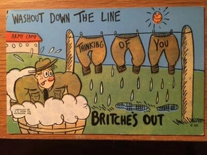 Lustige alte Militärpostkarte - "Auswaschbar auf der ganzen Linie, denk an dich" - kostenloser Versand - Bild 1 von 2