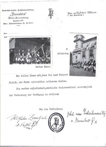 Nr.54989 Schreiben + 2 x Foto Danubia Wien Korneuburg 1936 + 1949 Studenten N,Ö - Bild 1 von 2