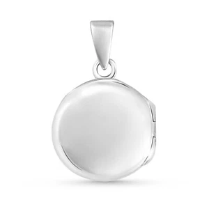 Cute Plain Round Locket Sterling Silver Charm Pendant - Imagen 1 de 7
