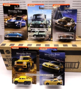 2018 MATCHBOX MERCEDES-BENZ SERIES 5-PIECE COMPLETE SET, W/ ALL NICE CARDS, VHTF - Picture 1 of 10