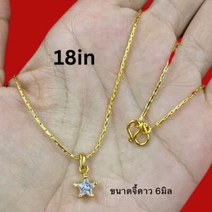 Chain star 18K 20k 22K 24K Thai Baht Yellow Gold Necklace 18inch Jewelry - Picture 1 of 5